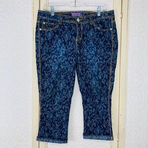 Floral Damask Crop Jeans Junior 13 Cuff Karma Blue